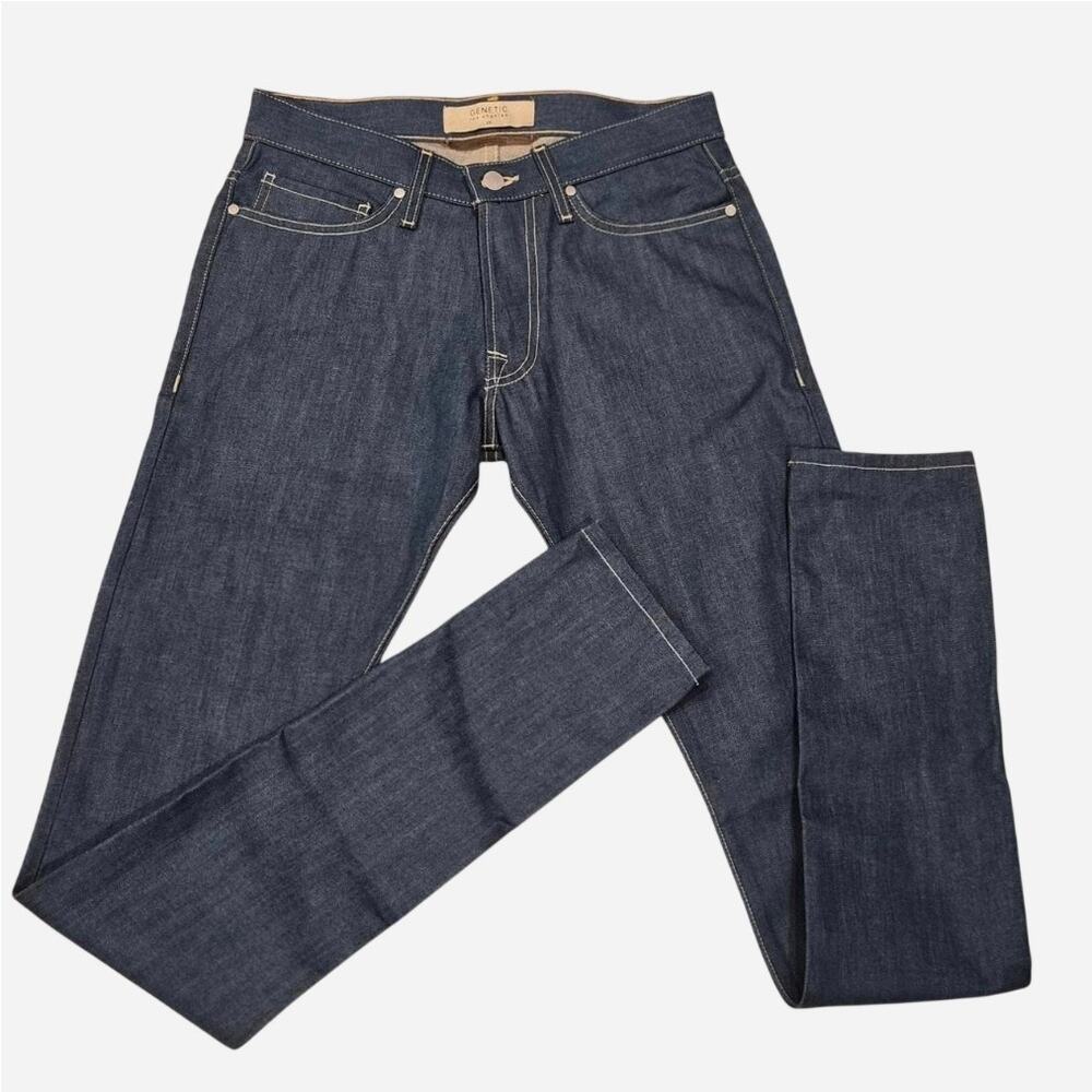 Genetic Denim Men 28 Le Greg 36L Raw Indigid Skinny Slim Tapered Jeans USA NWT
